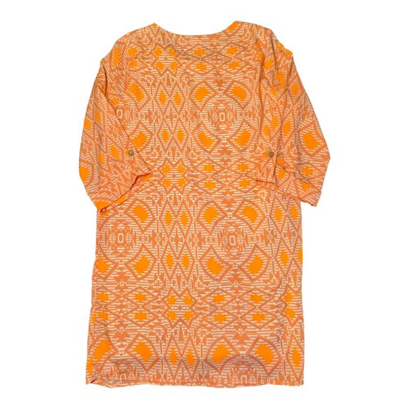 Anthropologie Everly Orange White Shift Dress Womens Medium Geometric Lined USA - Picture 11 of 11